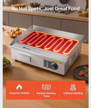 Professionele Elektrische Bakplaat 50-300°C - Roestvrij Staal Grillplaat voor Steaks & Pannenkoeken