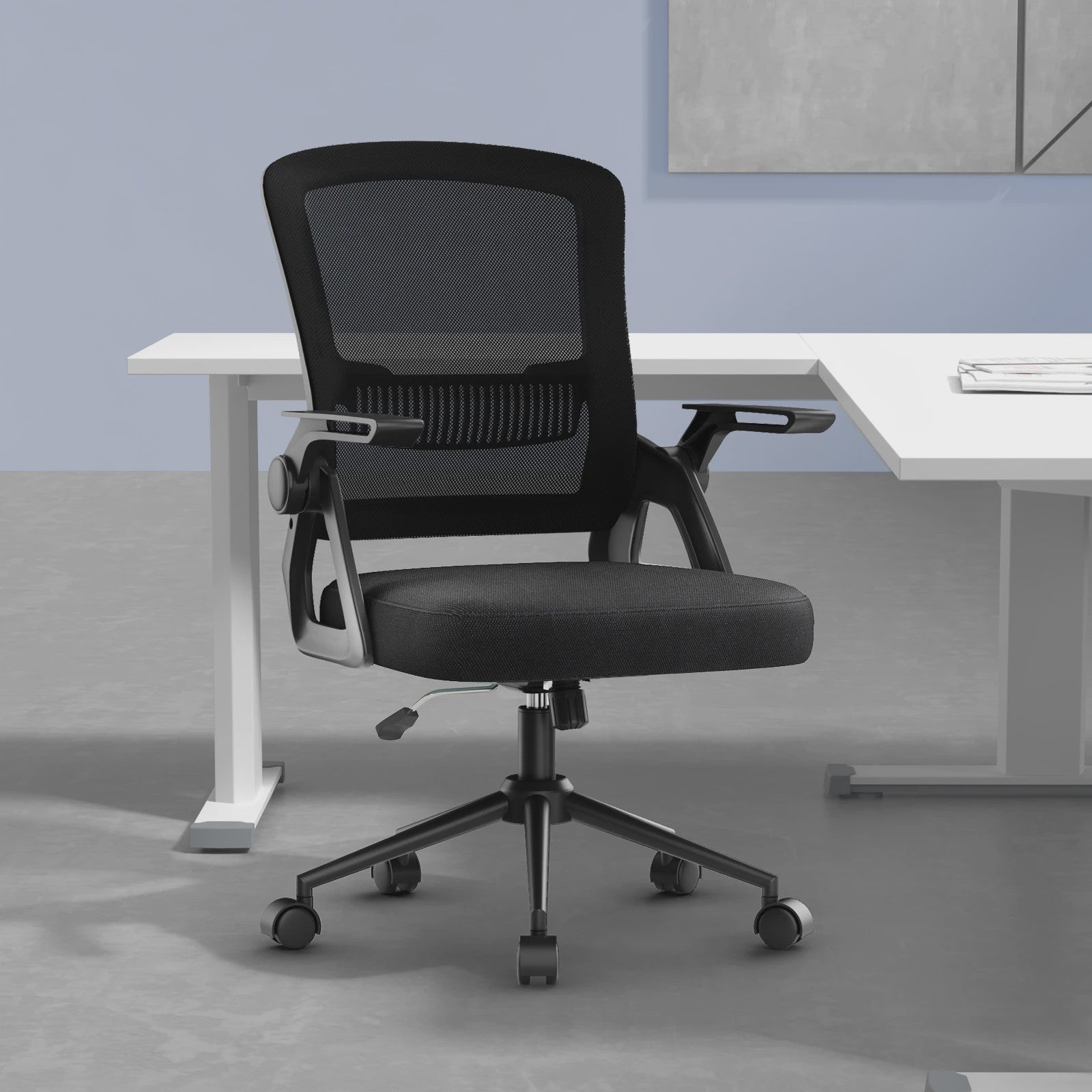 Ergonomische Bureaustoel Mesh met Opklapbare Armleuningen & Lendensteun
