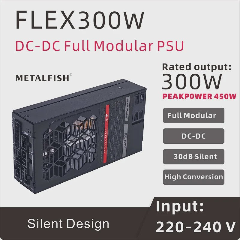 METAFISH Flex 300W Full Modular Flex-ATX Voeding voor Mini PC & NAS