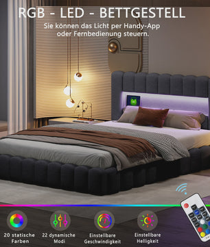 Luxe Gestoffeerd Bed met LED, USB & Opbergruimte - 140/160/180cm