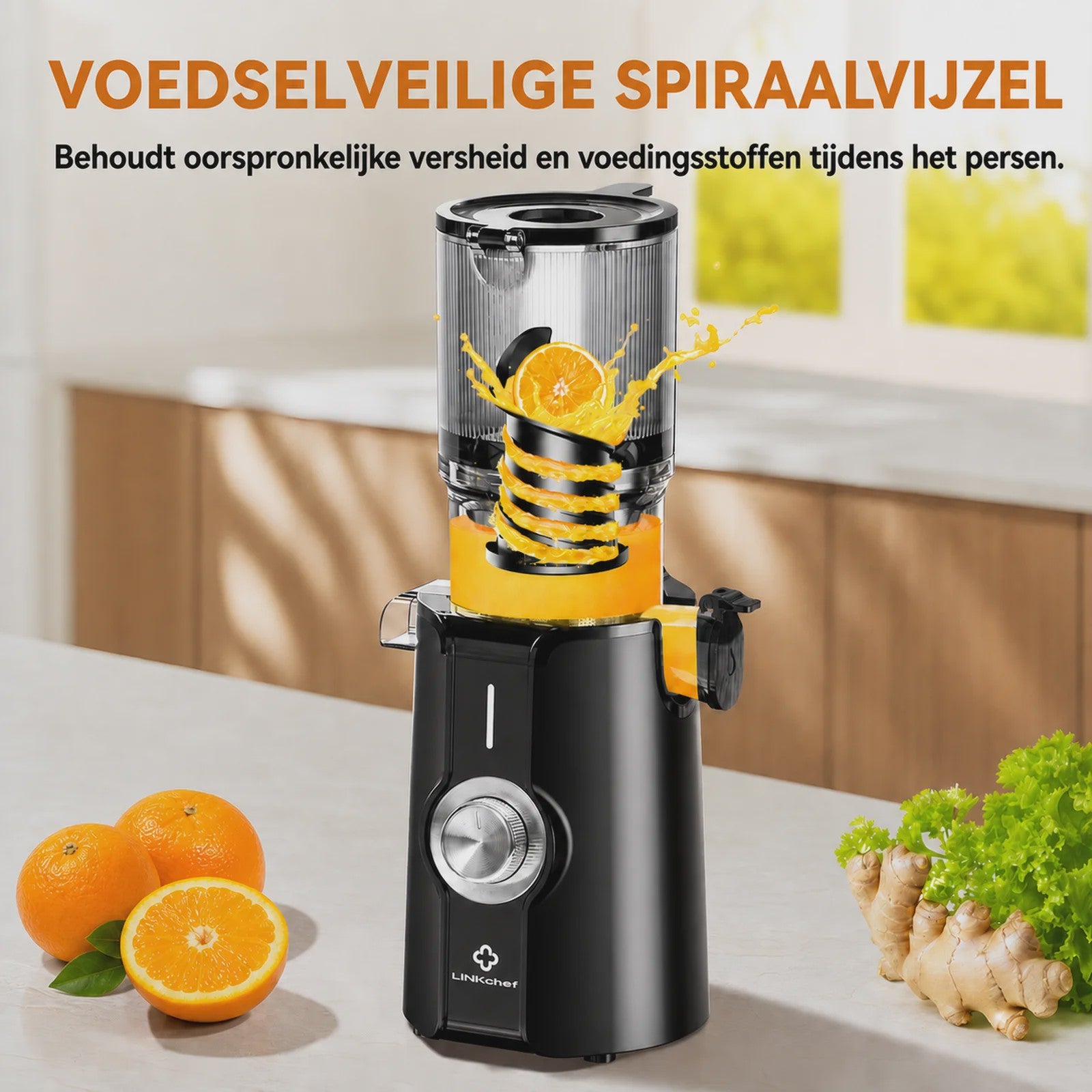 Krachtige Slow Juicer met 200W Motor en Extra Brede Opening - BPA-Vrij