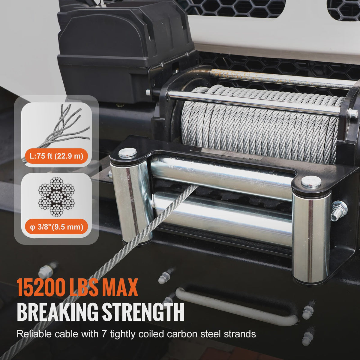 Verzinkte Stalen Lierkabel 3/8 inch - Hoge Breeksterkte voor SUV & Off-Road