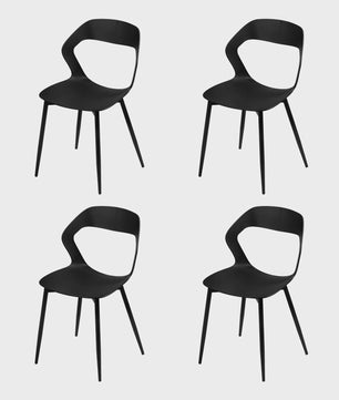Set van 4 Moderne Eetkamerstoelen - PP Zitting & Metalen Poten - Ergonomisch Design