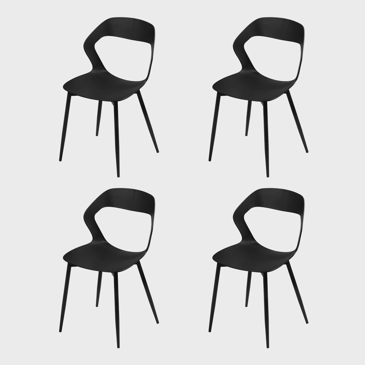 Set van 4 Moderne Eetkamerstoelen - PP Zitting & Metalen Poten - Ergonomisch Design