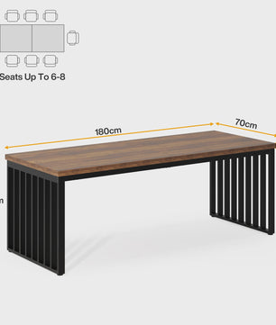 Industriële Eettafel 180 cm - Hout & Metaal - Geschikt voor 4-6 Personen