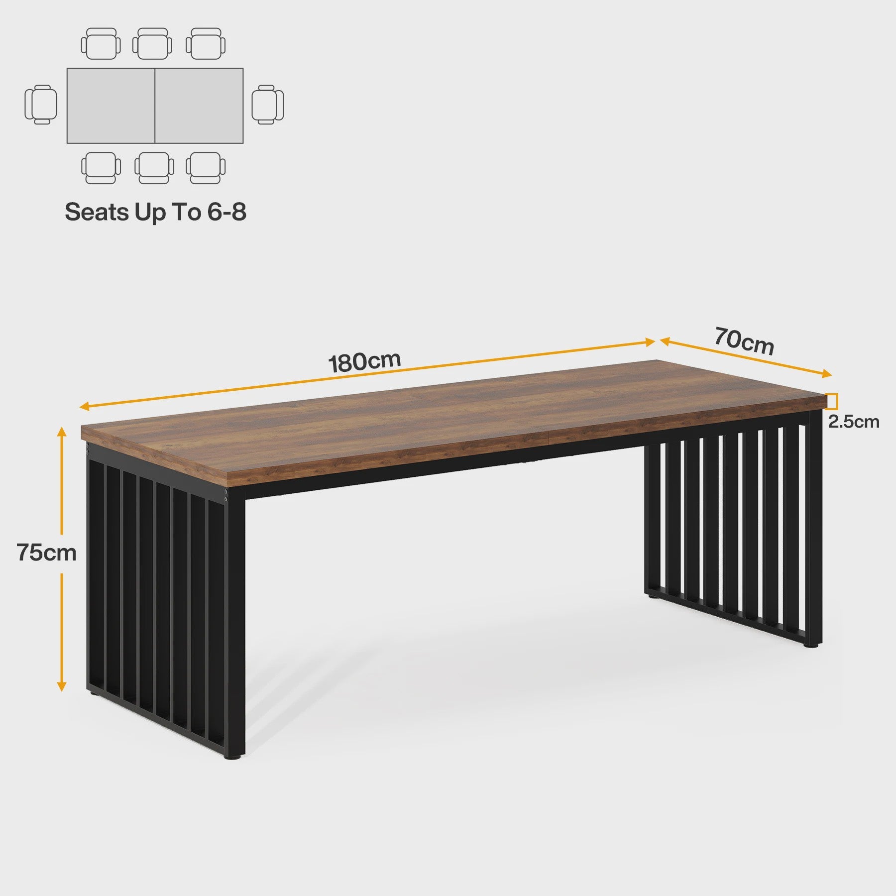 Industriële Eettafel 180 cm - Hout & Metaal - Geschikt voor 4-6 Personen