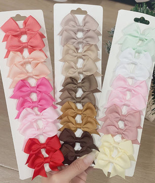 Set van 10 Handgemaakte Strikjes Haarclips voor Baby Meisjes - Lint Strikjes Haaraccessoires