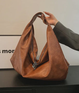 Luxe Grote Zwarte Hobo Schoudertas van Zacht PU Leer - Stijlvolle Dames Shopper en Reistote