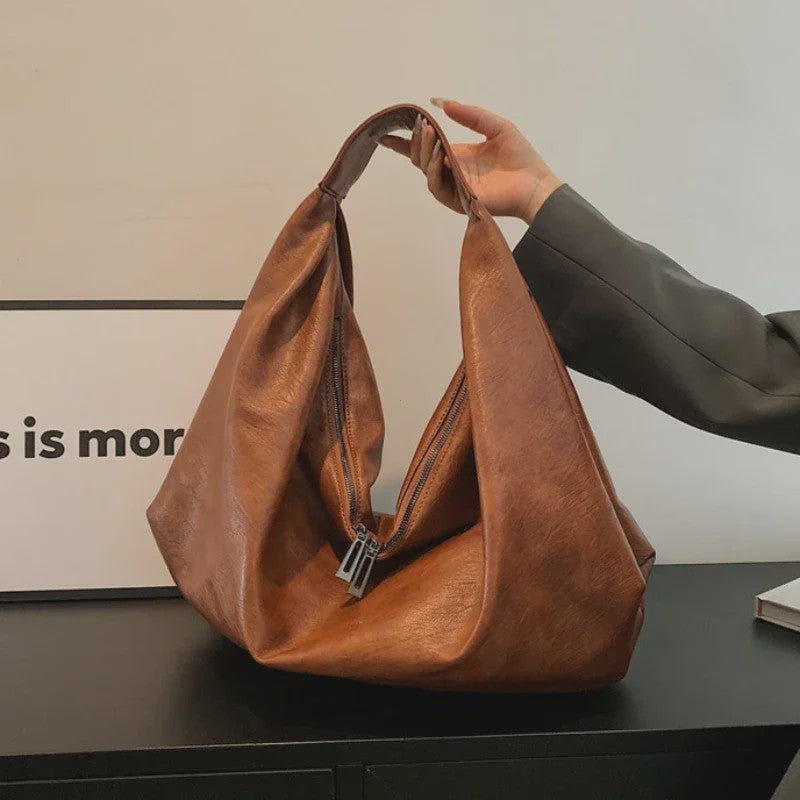 Luxe Grote Zwarte Hobo Schoudertas van Zacht PU Leer - Stijlvolle Dames Shopper en Reistote