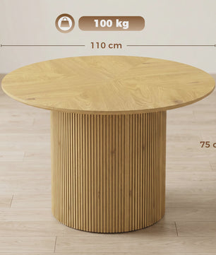 Ronde Eettafel voor 4-6 Personen met Geribbelde Cilinderbasis - SediaXL