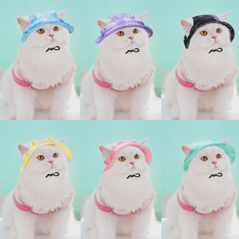 Grappige Honden- en Katten Zonnehoed met Oorgaten - Stijlvolle Tie-Dye Pet Accessoires