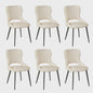 Set van 6 Luxe Eetkamerstoelen - Chenille Bekleding, Holle Rug & Metalen Poten