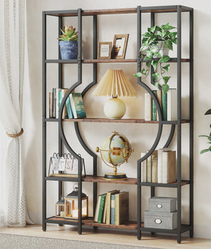 Industriële Boekenkast 180 cm - Vintage Open Wandrek met 12 Vakken
