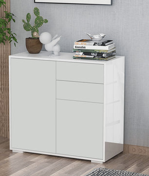 Stijlvolle Witte Buffetkast met 2 Deuren en 2 Lades - Compact en Functioneel