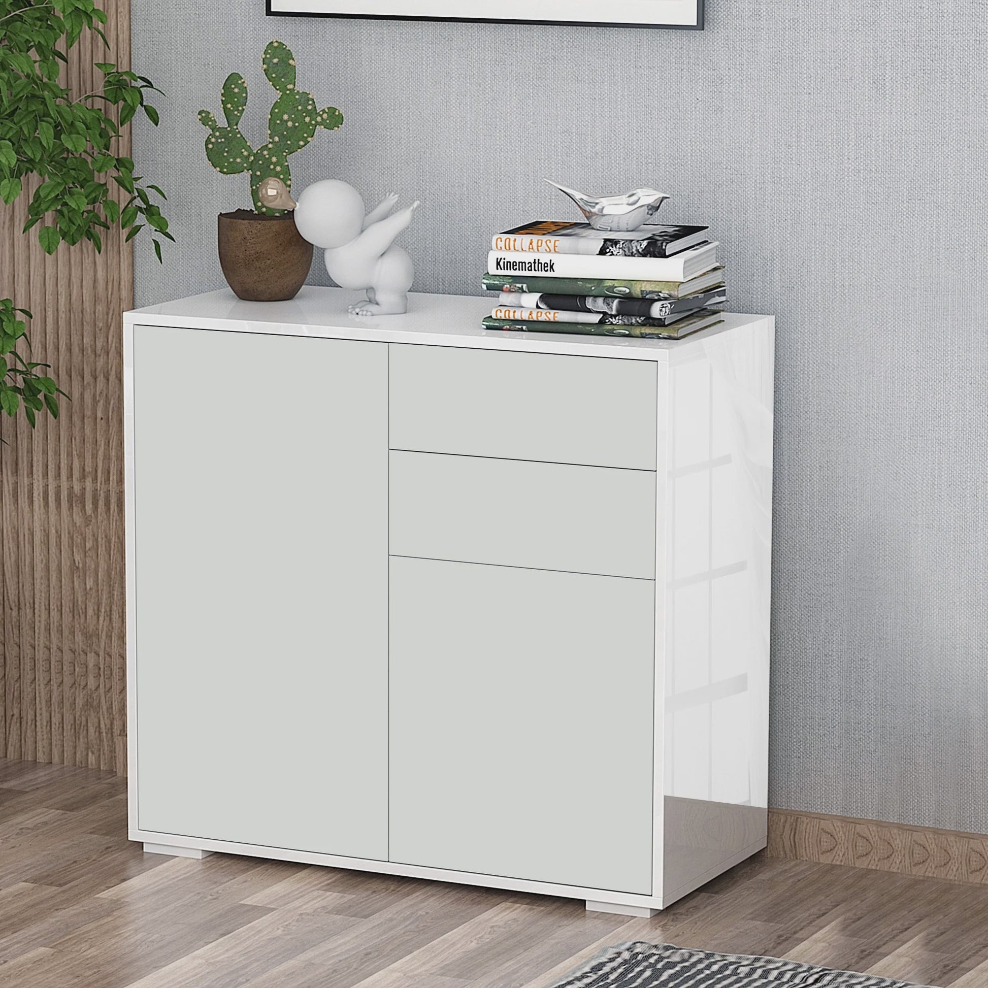 Stijlvolle Witte Buffetkast met 2 Deuren en 2 Lades - Compact en Functioneel