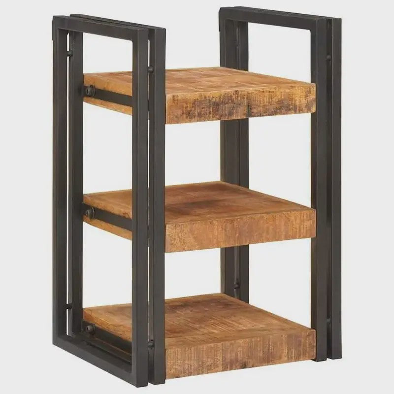 Nachtkastje Massief Mangohout & Metaal - 38x33x58 cm - Bruin/Zwart