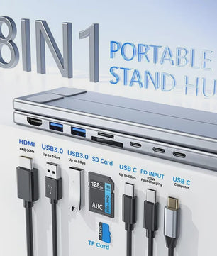 8-in-1 USB-C Laptop Stand & Docking Station - Universele Hub met HDMI & PD