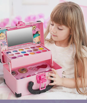 Prinsessen Make-up Koffer Speelset voor Kinderen - Veilige Kinderspeelgoed Make-up met Oogschaduw, Lippenstift en Nagellak