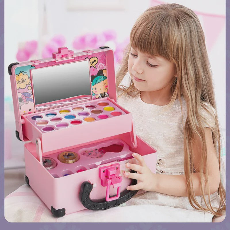 Prinsessen Make-up Koffer Speelset voor Kinderen - Veilige Kinderspeelgoed Make-up met Oogschaduw, Lippenstift en Nagellak