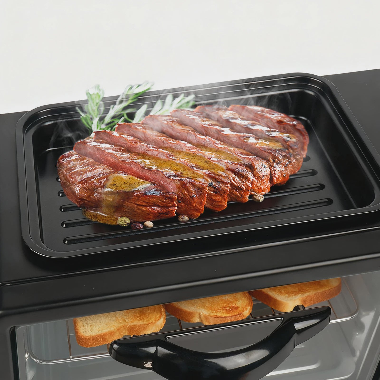 3-in-1 Ontbijt Machine: Oven, Koffiezetter & Grillpan - Compacte Keukenheld