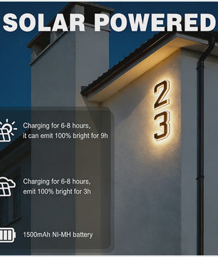 Moderne LED Huisnummer Verlichting op Zonne-energie - Waterdicht & Automatisch