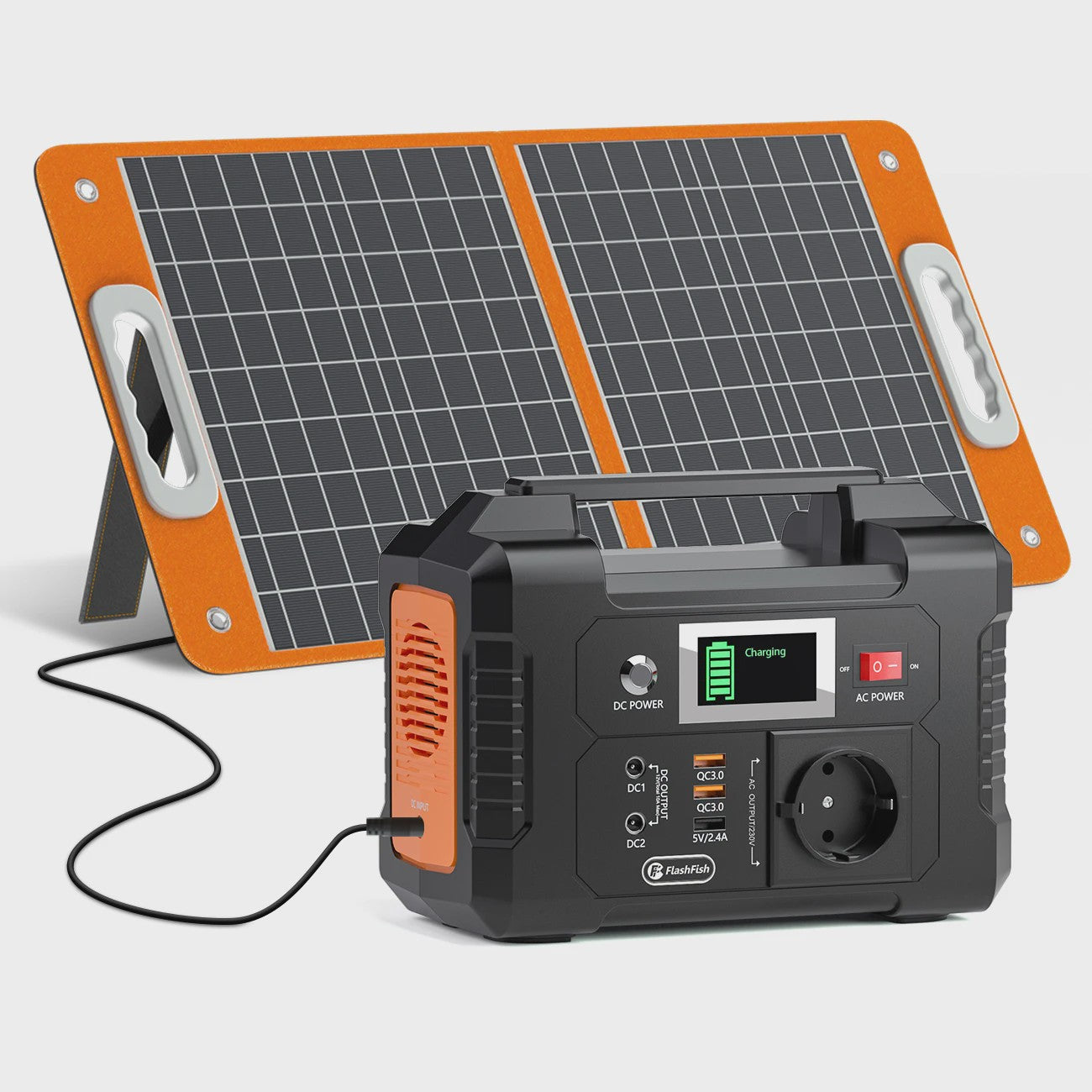 Flashfish E200 Power Station 200W met 60W Zonnepaneel - 151Wh Draagbare Energiegenerator