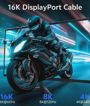 16K DisplayPort 2.1 Kabel 3m - VESA Certified, 80Gbps, 8K 120Hz, G-Sync/FreeSync