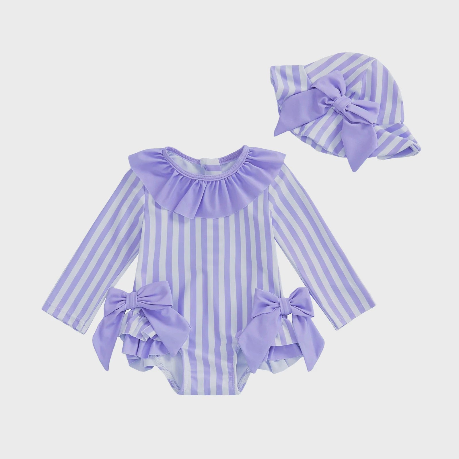 Babymeisjes Bikini met Strikken en Hoedje - Schattige Zomer Zwemkleding