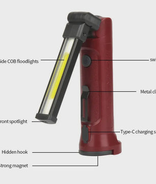 Oplaadbare COB Werklamp 180° Opvouwbaar met Magneet & Haak - USB