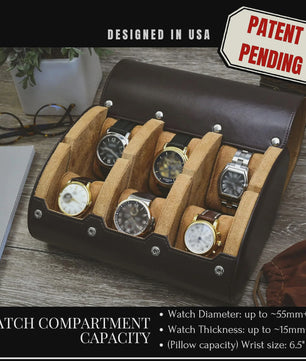 Luxe PU Lederen Horloge Reiskoffer met 6 Vakken - Organiseer en Bescherm uw Horloges