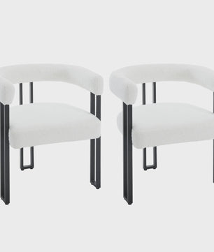 Set van 2 Chenille Eetkamerstoelen met Armleuningen - Modern en Comfortabel