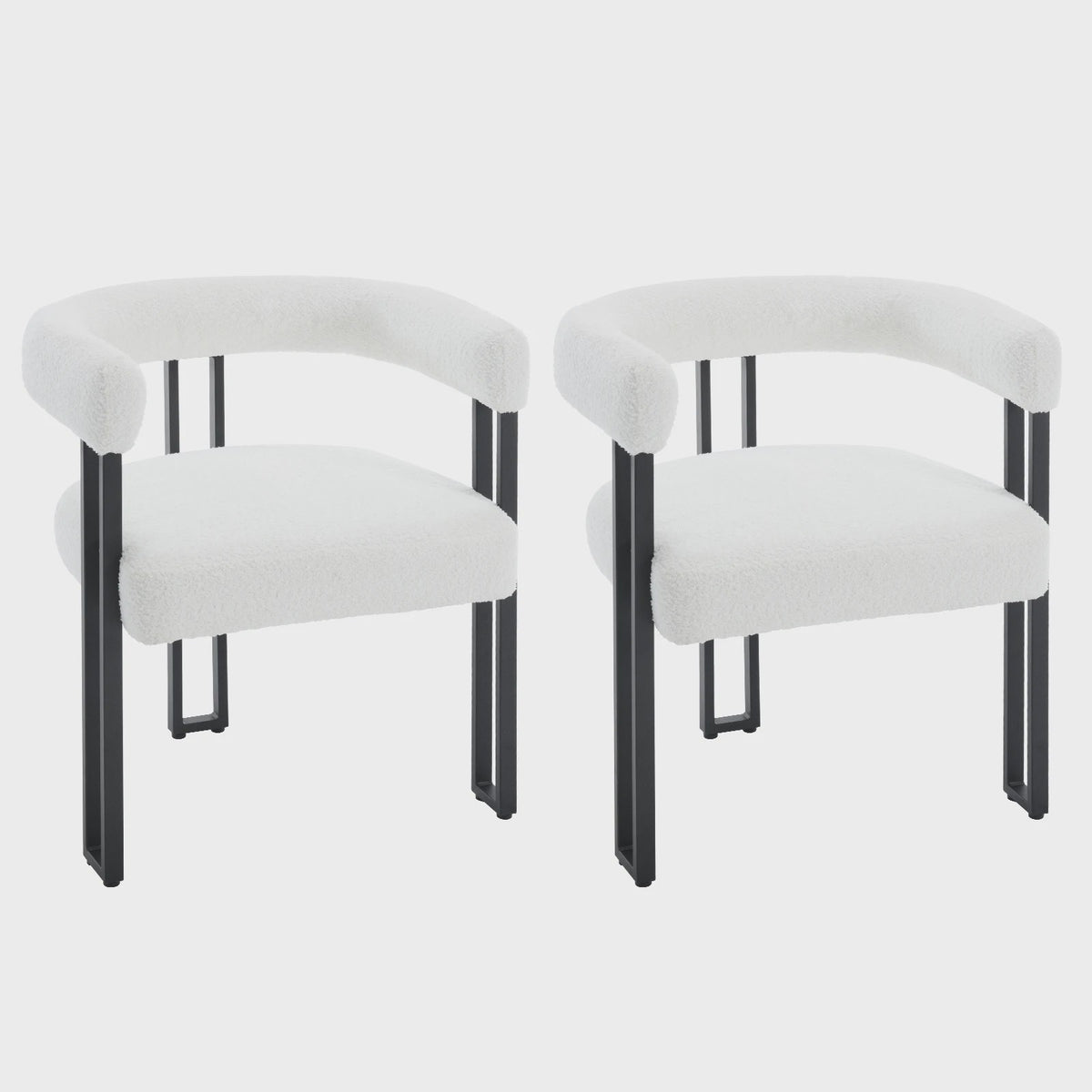 Set van 2 Chenille Eetkamerstoelen met Armleuningen - Modern en Comfortabel