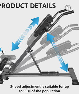 Opvouwbare Roman Chair & Hyperextension Bank - Fitnessapparaat voor Taille & Rugtraining (max 150kg)
