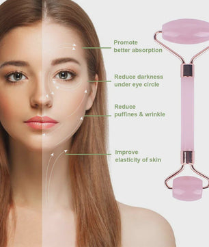 Roze Jade Roller & Gua Sha Set - Gezichtsmassage voor Rimpels en Wallen