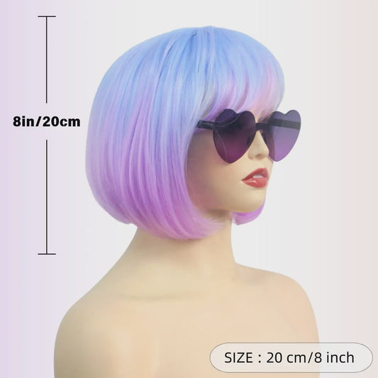 Stijlvolle Gradient Bob Pruik met Pony - Synthetisch Haar voor Cosplay & Feest