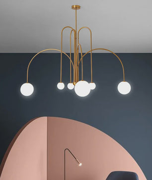 Nordic Minimalistische Plafondlamp Chandelier - Goud, Zwart, Rood - Sfeervolle Verlichting voor Woonkamer, Restaurant, Café