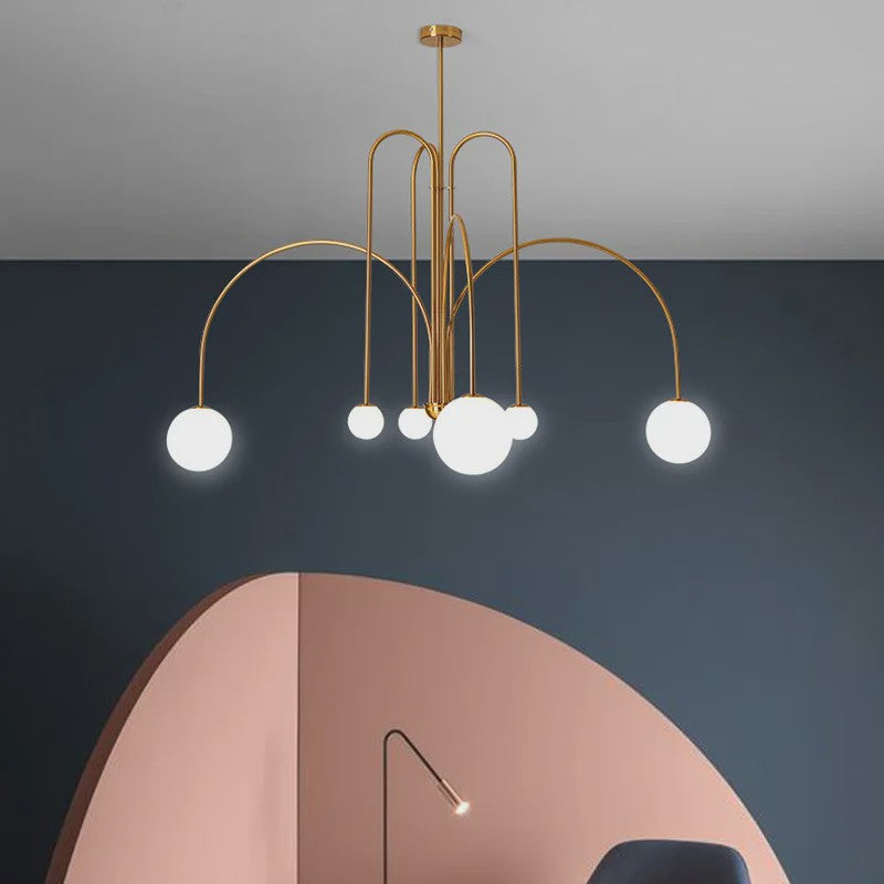 Nordic Minimalistische Plafondlamp Chandelier - Goud, Zwart, Rood - Sfeervolle Verlichting voor Woonkamer, Restaurant, Café