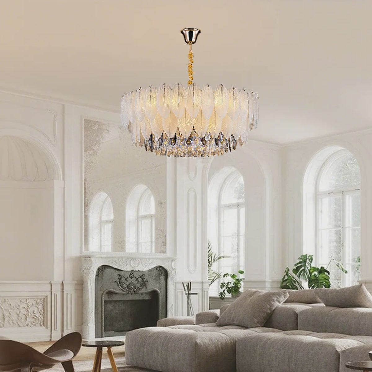Luxe Plume Kristal Hanglamp - Dimbare LED Verlichting voor Woonkamer, Slaapkamer & Eetkamer