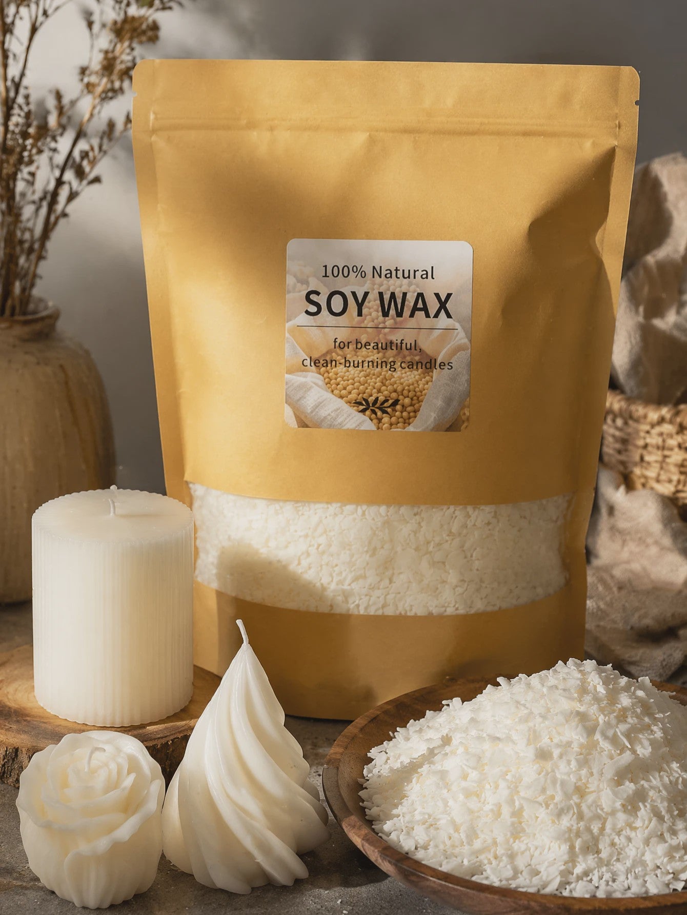 1000g Pure Natuurlijke Sojawas - Ideaal Grondstof voor DIY Kaarsen Maken