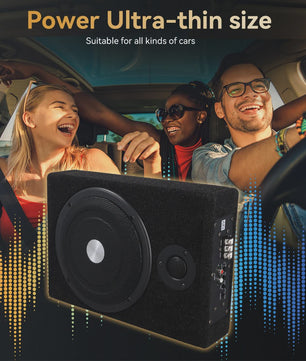 Podofo 8 inch 600W Slanke Actieve Onder-Zetel Subwoofer met Krachtige Versterker