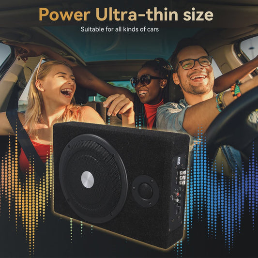 Podofo 8 inch 600W Slanke Actieve Onder-Zetel Subwoofer met Krachtige Versterker