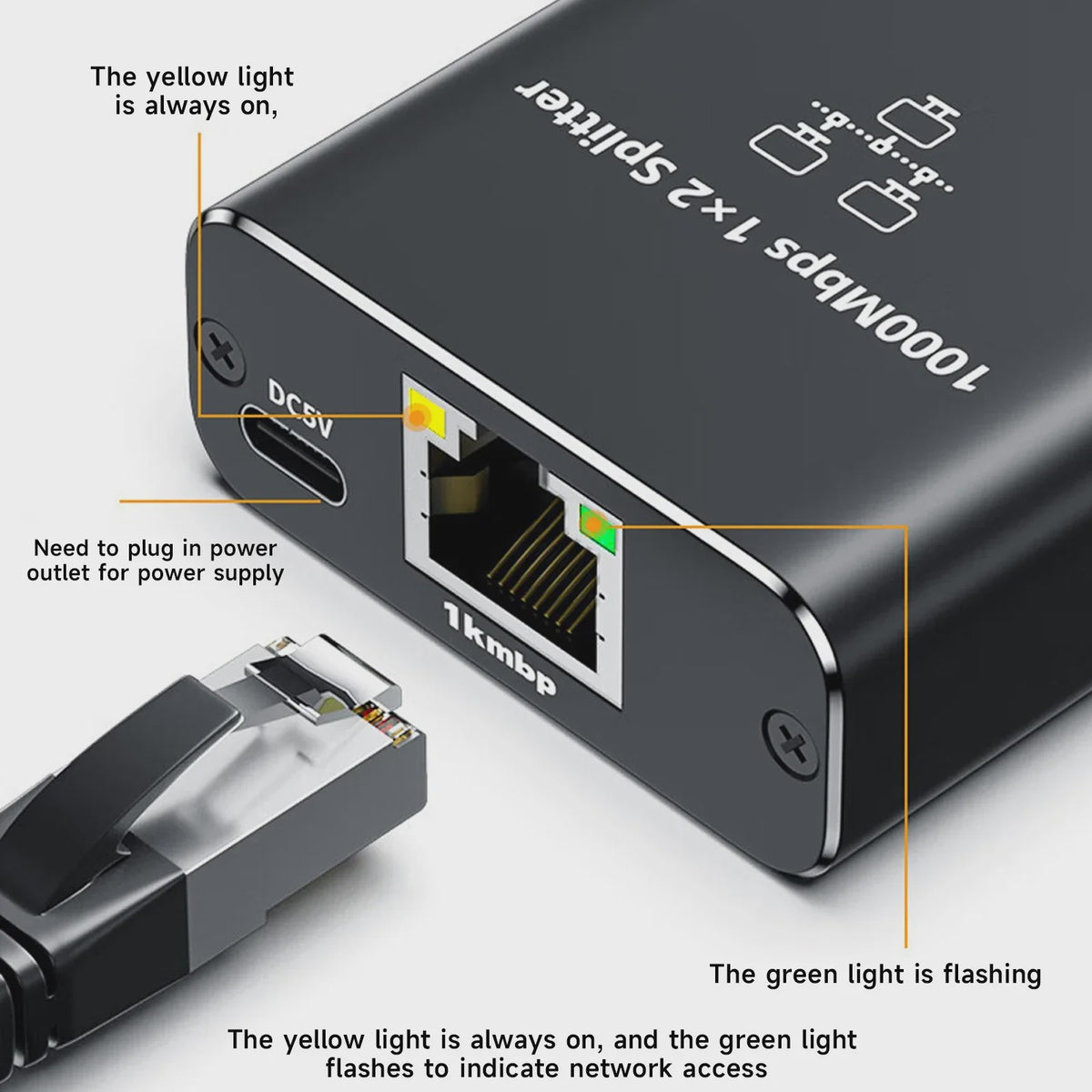 Gigabit Ethernet Splitter 1000Mbps - Breid uw netwerk uit naar 4 apparaten