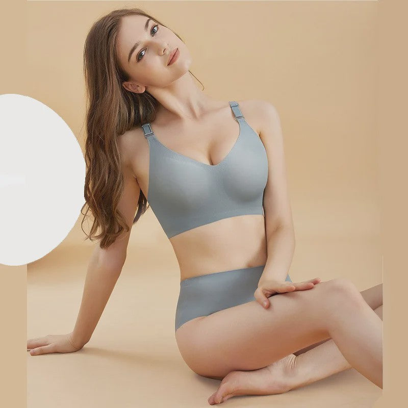 Comfortabele Naadloze Dames Bh - Zacht, Draadloos & Push-Up Effect met Diepe V-hals - Jelly Kleuren
