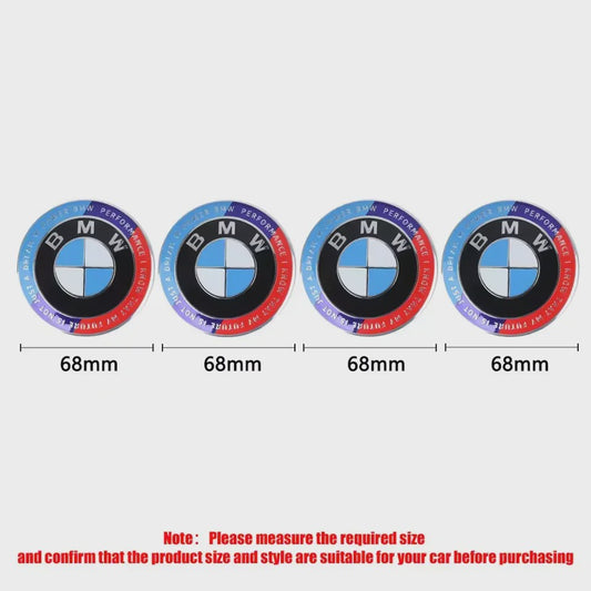 4x BMW Velgdopjes 56mm/68mm - 50th Anniversary Editie