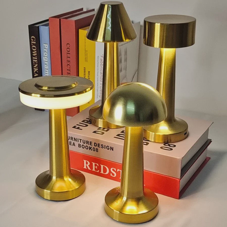 Retro Mushroom LED Tafellamp - Oplaadbaar, Dimbare Sfeerverlichting voor Huis & Camping