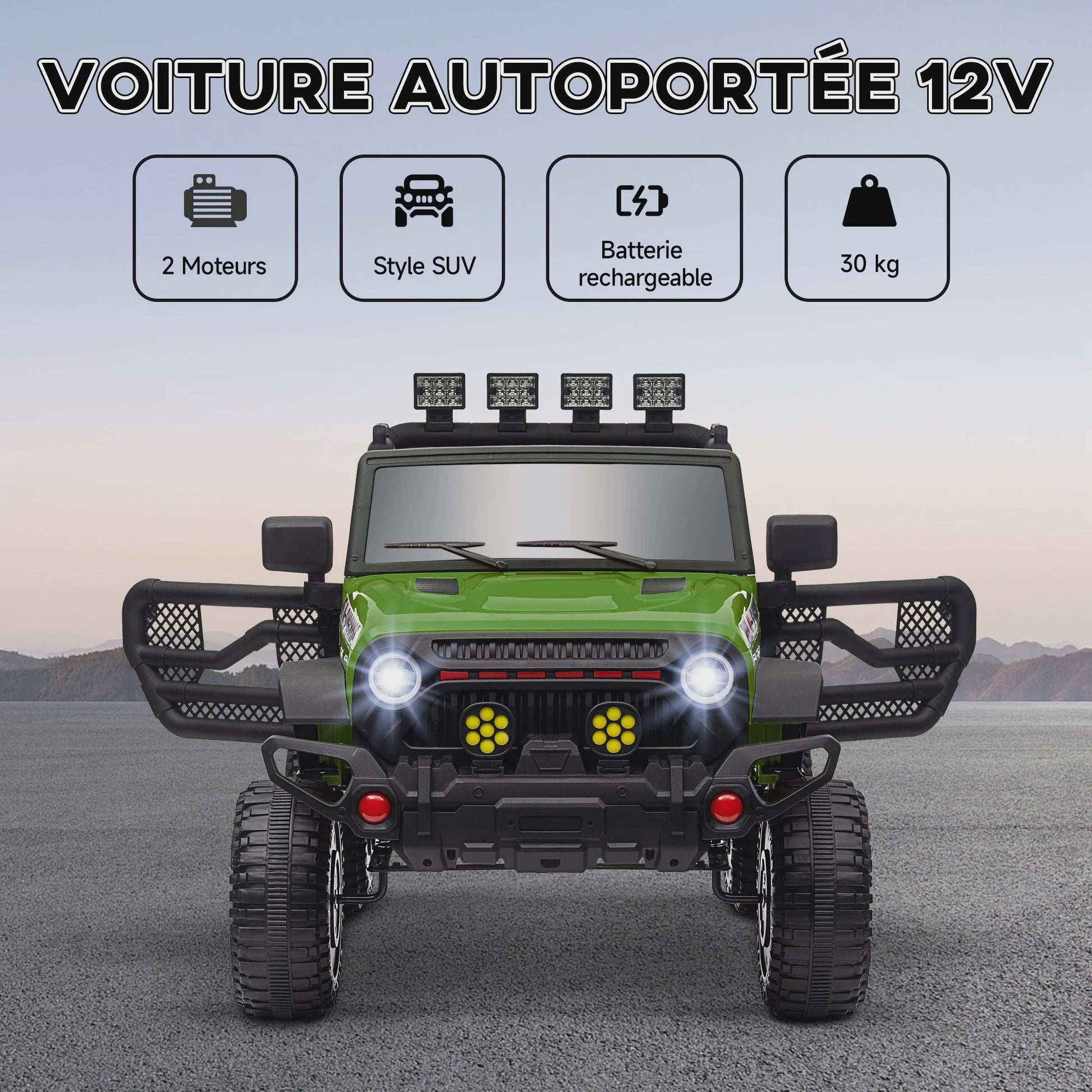 Groene Elektrische Off-road Kinderauto met 2.4 GHz Afstandsbediening en 12V Vermogen