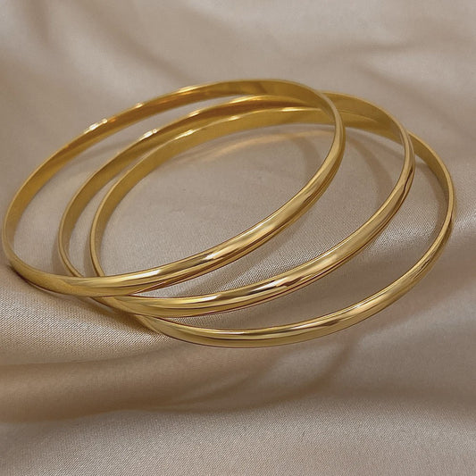 Set van 3 Gouden Bangle Armbanden - 18K Verguld Roestvrij Staal
