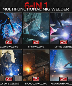 ANDELI 205A 6-in-1 MIG/TIG/Stick Lasapparaat - Gas/Gasloos, Aluminium & Spool Gun Compatibel