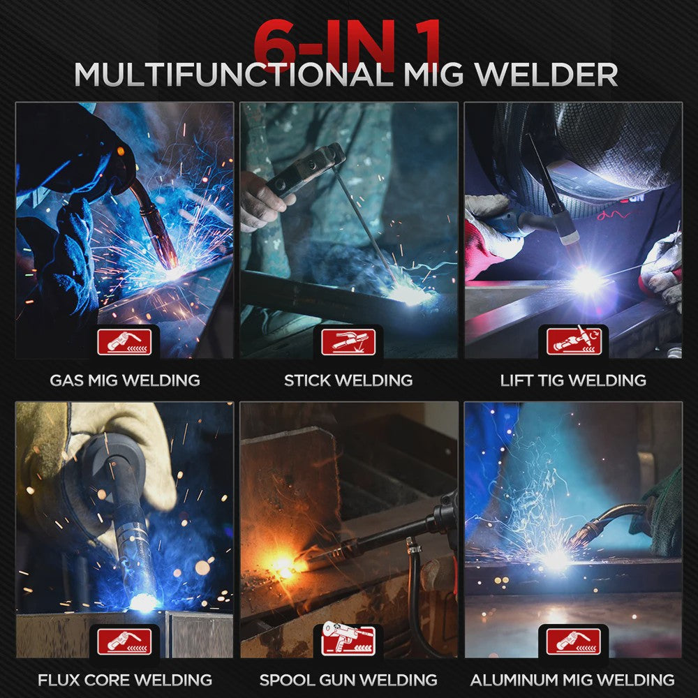 ANDELI 205A 6-in-1 MIG/TIG/Stick Lasapparaat - Gas/Gasloos, Aluminium & Spool Gun Compatibel