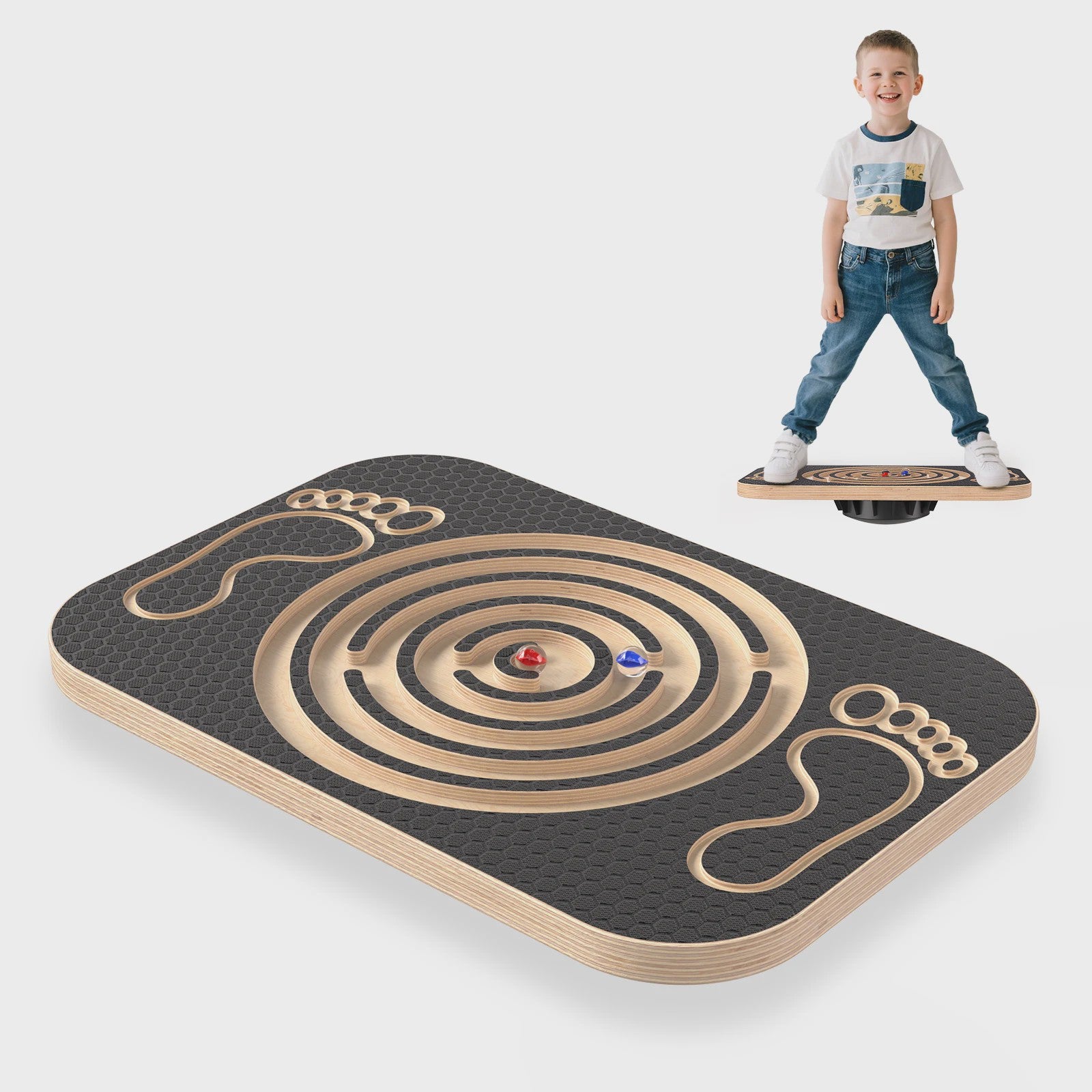Houten Balansbord met Anti-Slip Oppervlak & Maze Spel - Balans, Core & Fitness